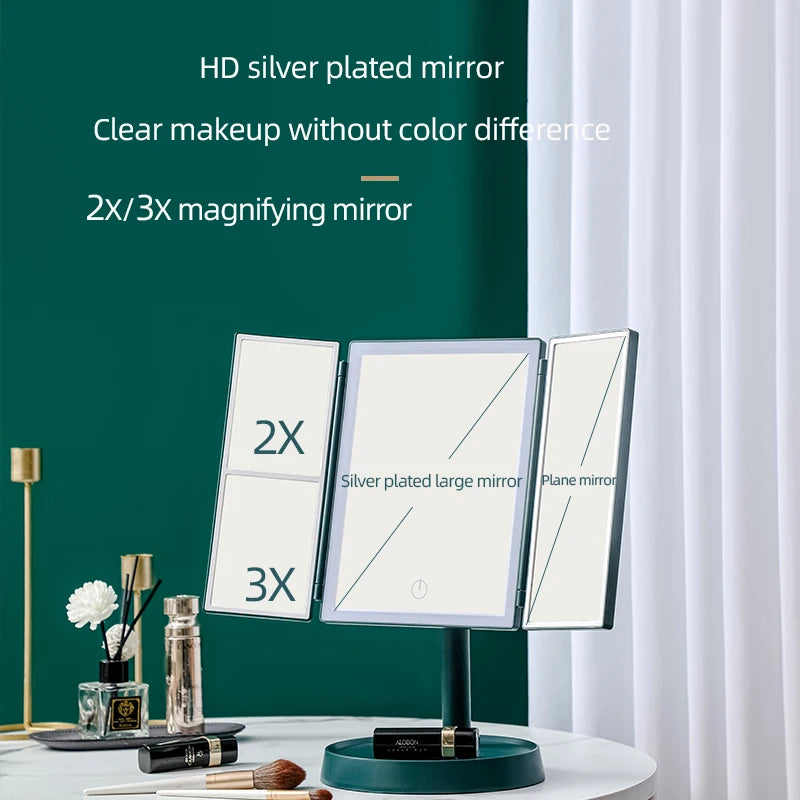 Foldable Vanity Mirror - LED 3 Tone Light