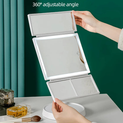 Foldable Vanity Mirror - LED 3 Tone Light